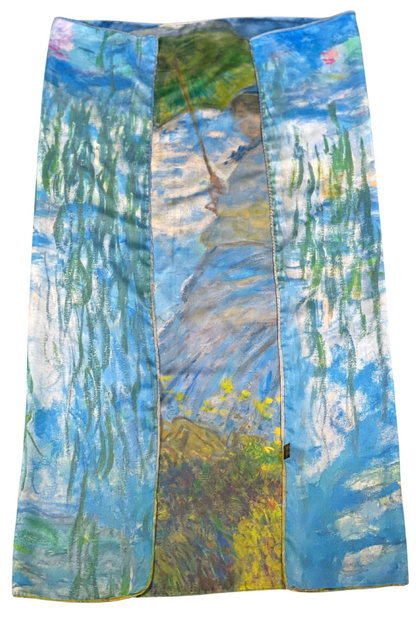 Esarfa patrata FU dama, albastru deschis/galben, 70x70 cm