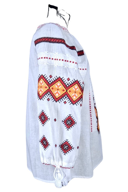 Bluza tip ie dama RD24, alb/portocaliu