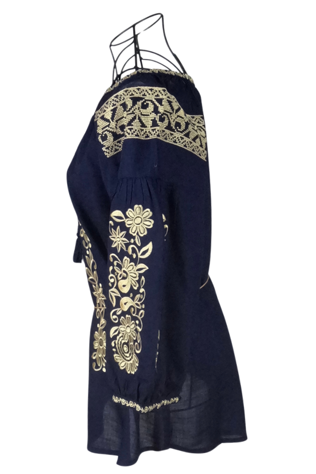 Bluza dama tip ie  R222, albastru/auriu
