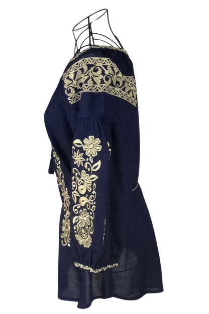 Bluza dama tip ie  R222, albastru/auriu