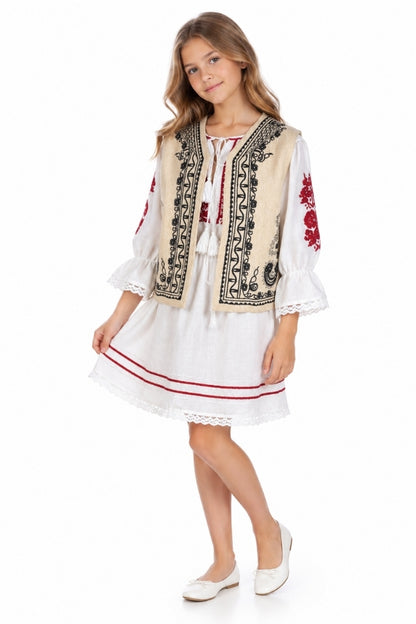 Vesta fete CPOF crem/negru