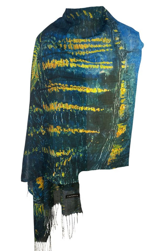 Esarfa imprimata pe ambele fete R, Dacali, bleumarin 185x70 cm