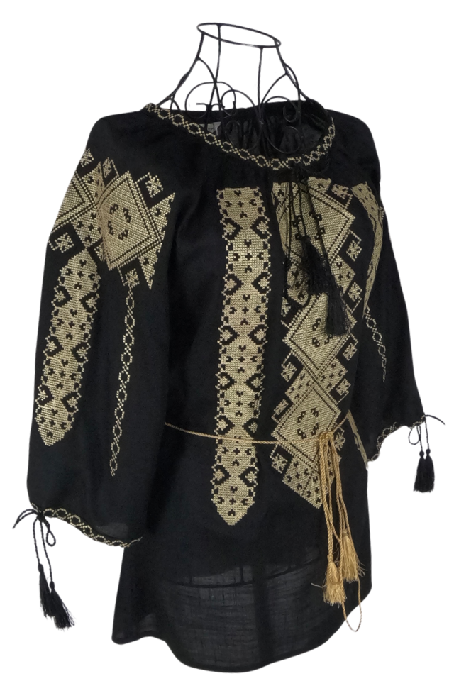 Bluza tip ie dama B23, negru/auriu