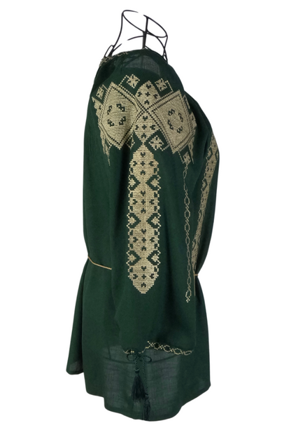 Bluza tip ie dama B23, verde/auriu