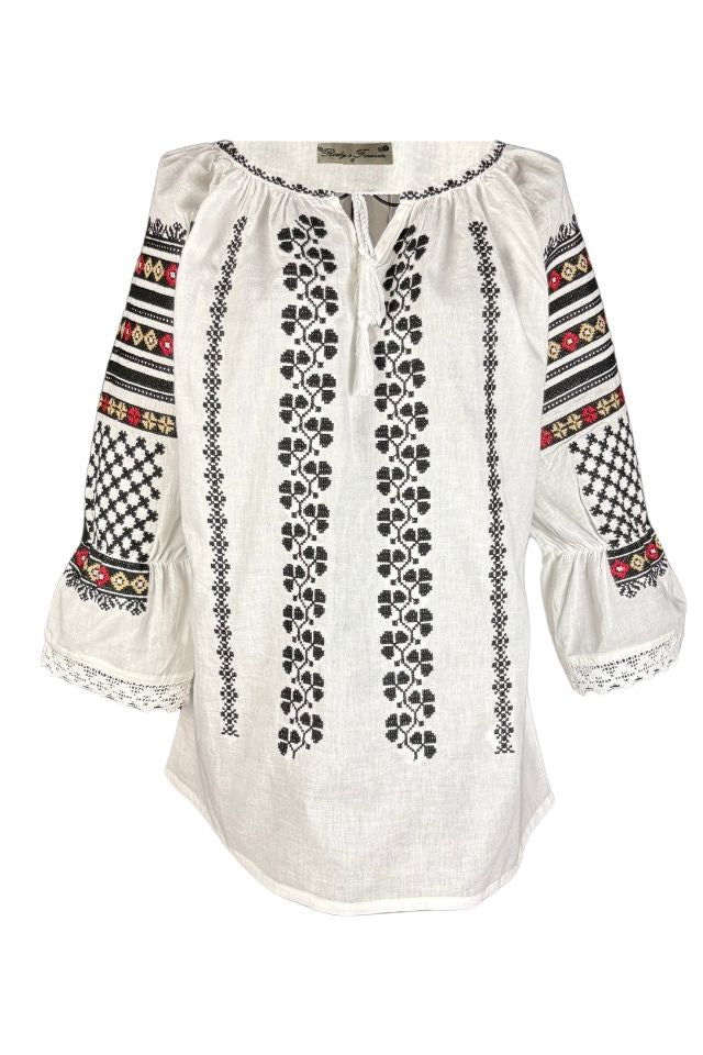 Bluza dama tip ie D24 alb optic/negru