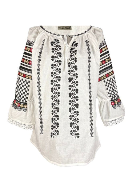 Bluza dama tip ie D24 alb optic/negru