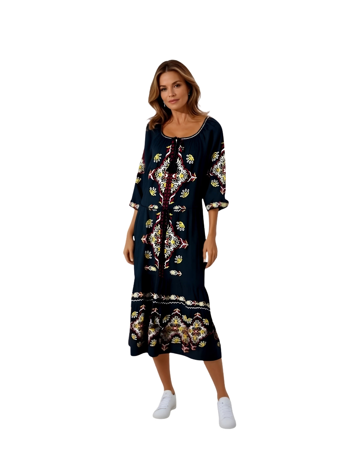 Rochie dama casual RL25 negru/galben