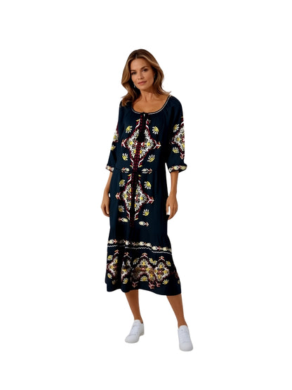 Rochie dama casual RL25 negru/galben