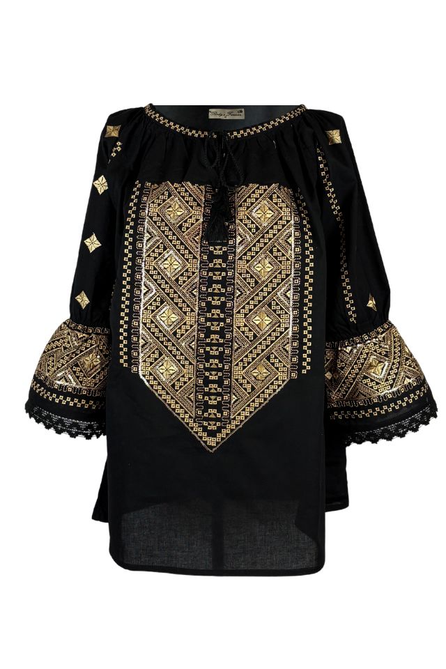 Bluza tip ie dama R24, negru/auriu