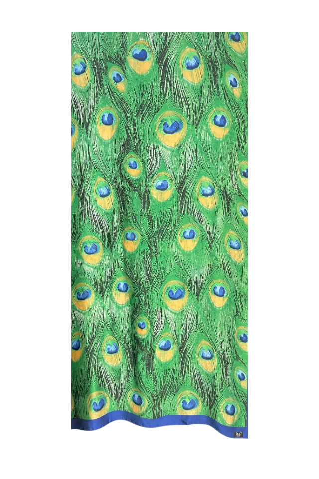 Esarfa tip sal dama 24E din matase vegetala cu atingere de matase fina, verde azur/albastru, 180 x 82 cm