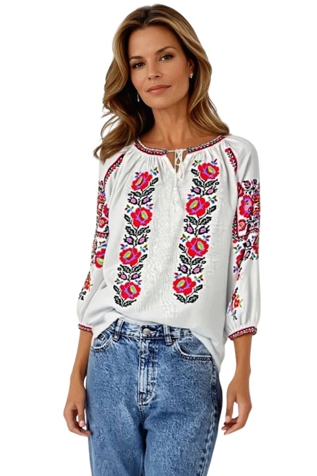 Bluza dama tip ie R256  alb/roz
