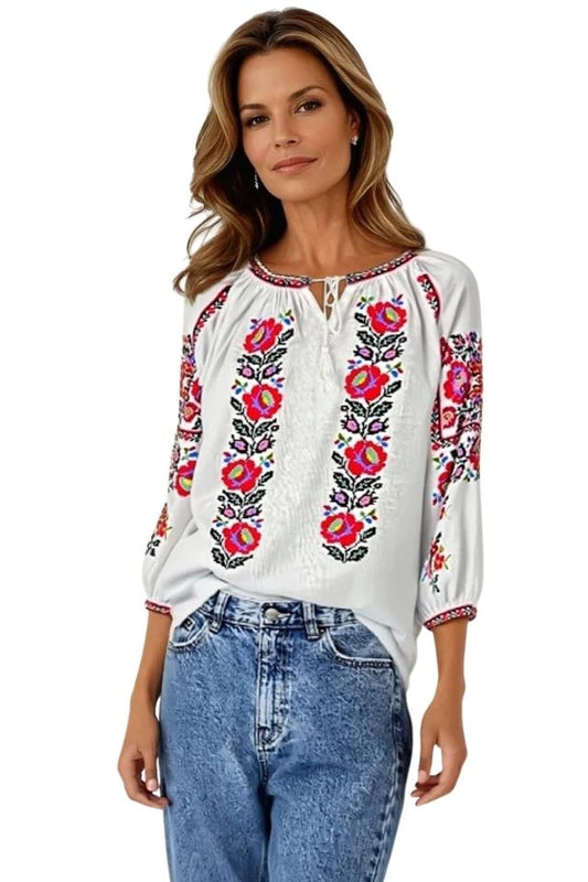 Bluza dama tip ie R256  alb/roz