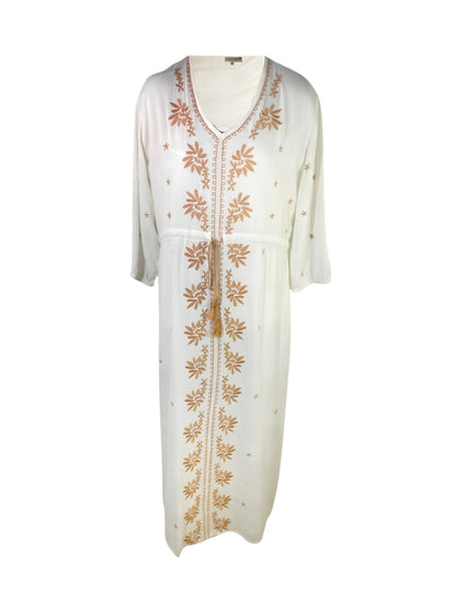 Rochie dama casual RL24, alb crystal/crem
