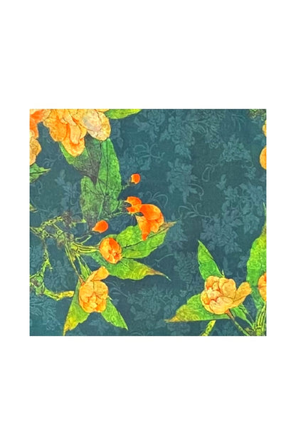 Esarfa de lux din matase naturala, maro/verde, 180x70cm