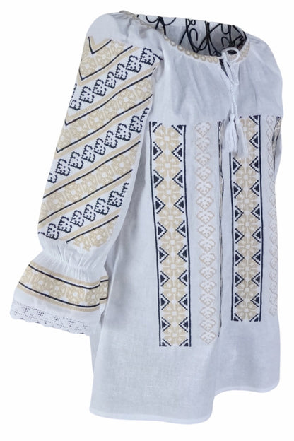 Bluza tip ie dama R24, alb pur/bej