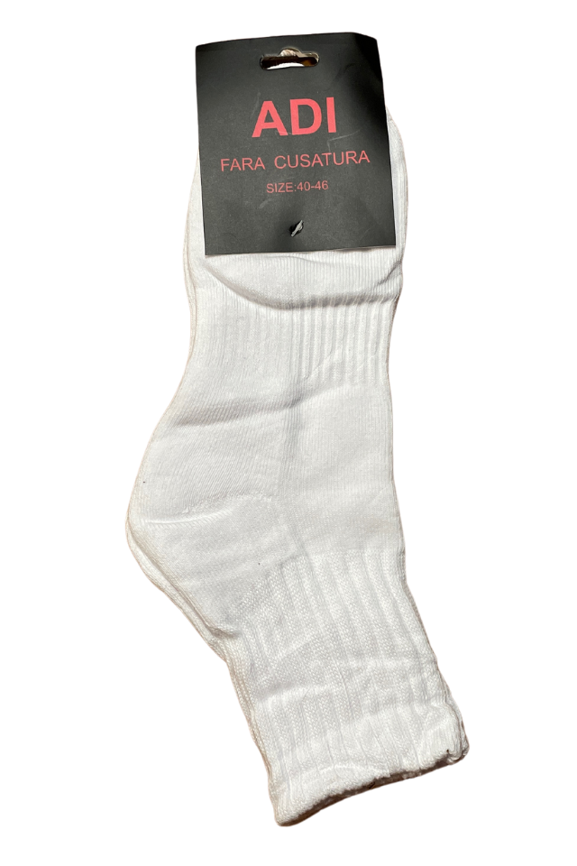 Set 3 perechi sosete barbati sport din bumbac fara cusaturi, Dacali, marimea 40-44, alb