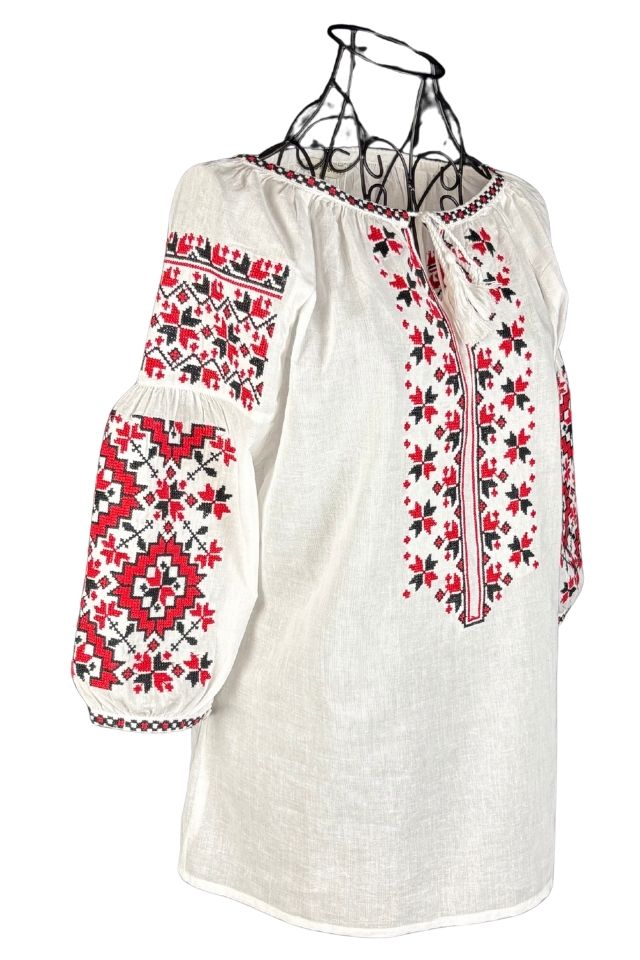 Bluza dama O25 alb/rosu