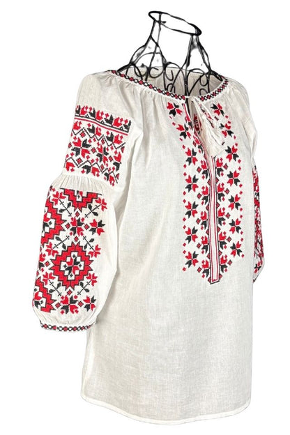 Bluza dama O25 alb/rosu