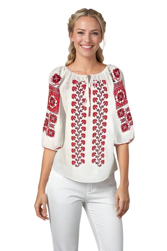 Bluza dama RSL5 alb/rosu
