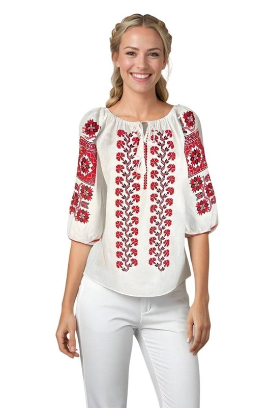 Bluza dama RSL5 alb/rosu