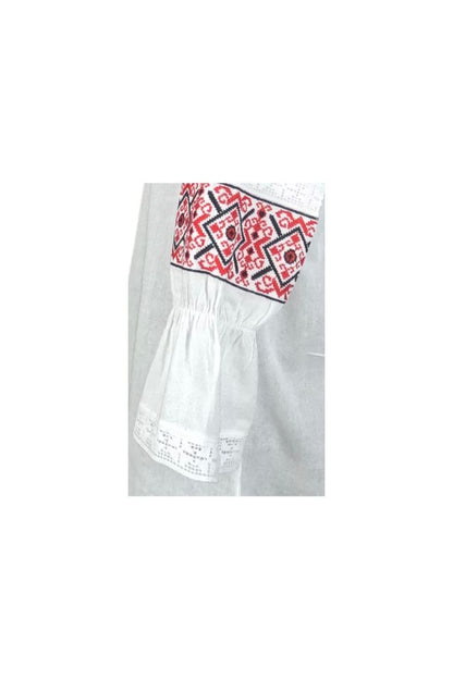Bluza dama tip ie 024, alb pur/rosu