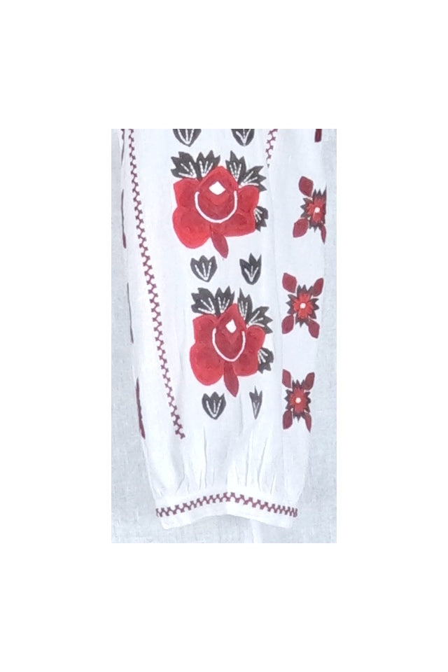 Bluza tip ie dama R2, alb pur/rosu bordo