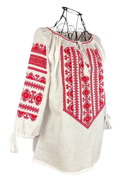 Bluza dama tip ie R25 alb/rosu bordo