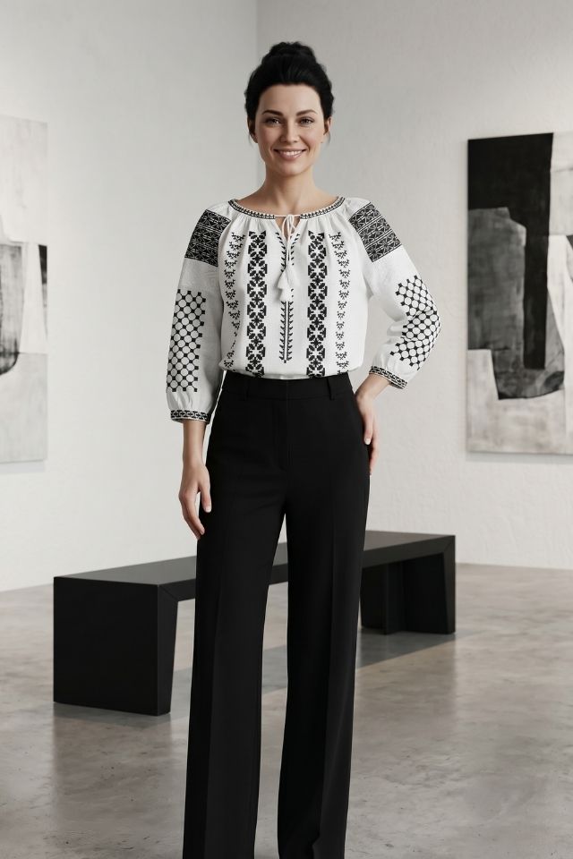 Bluza dama M26 alb/negru