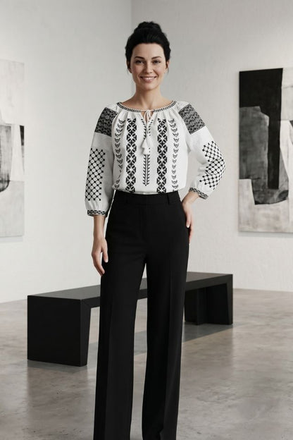 Bluza dama M26 alb/negru