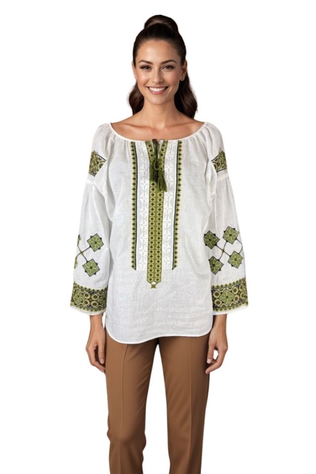 Bluza dama tip ie I26 alb/olive
