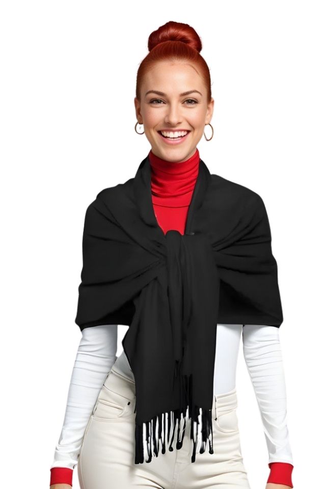 Esarfa tip sal din casmir, negru