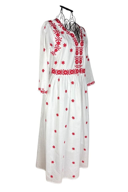 Rochie dama S25 alb/rosu