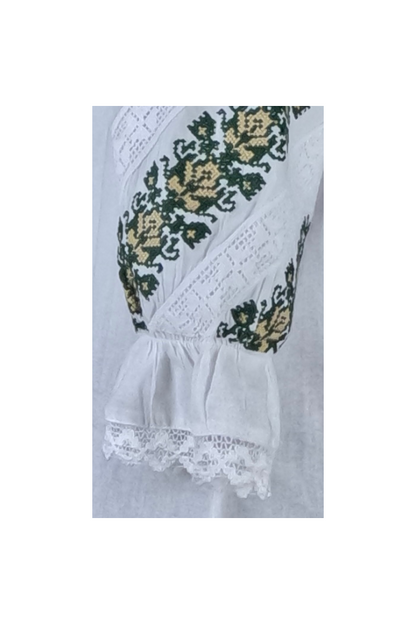Bluza tip ie dama RD24, alb creta/verde moss
