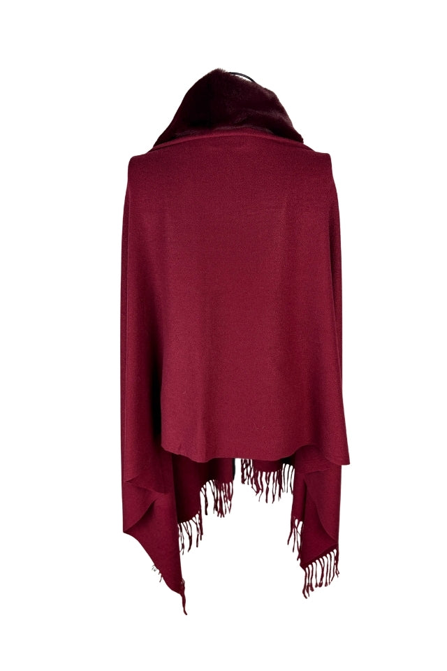 Fular dama tip poncho S rosu bordo