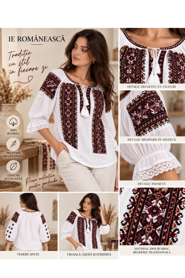 Bluza dama O26F alb/rosu