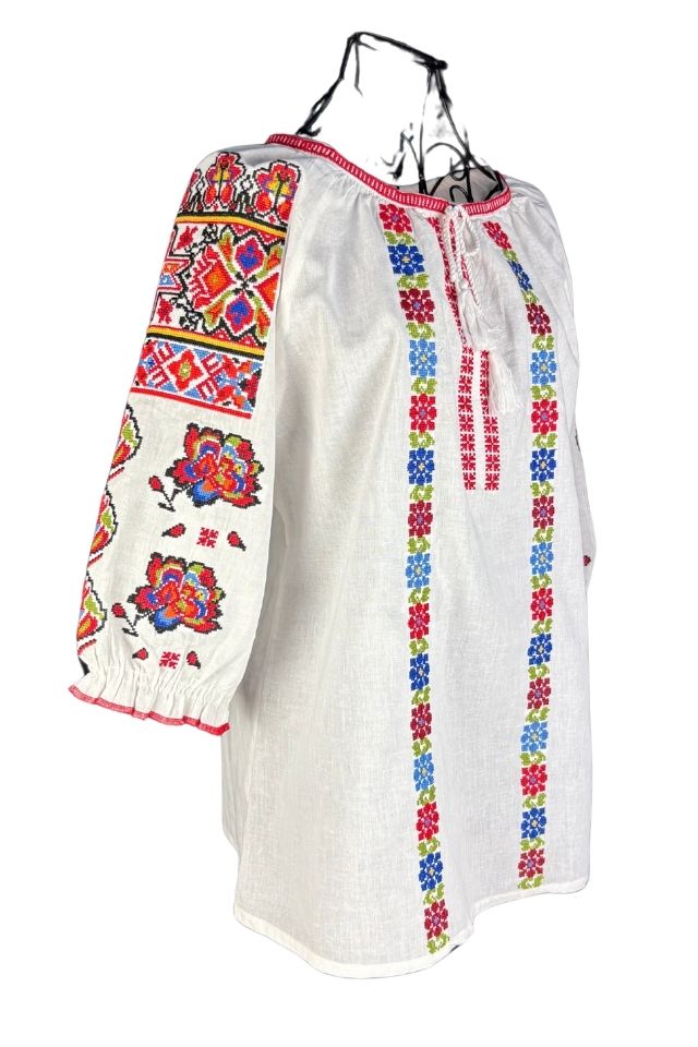 Bluza dama tip ie 257 alb optic/rosu