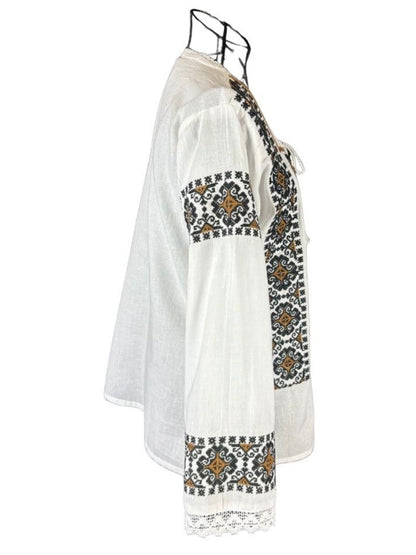 Bluza dama tip ie I26 alb/maro inchis