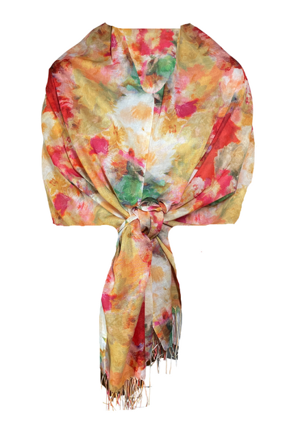 Esarfa casmir dama F, Dacali, rosu/verde, 185 x 75 cm
