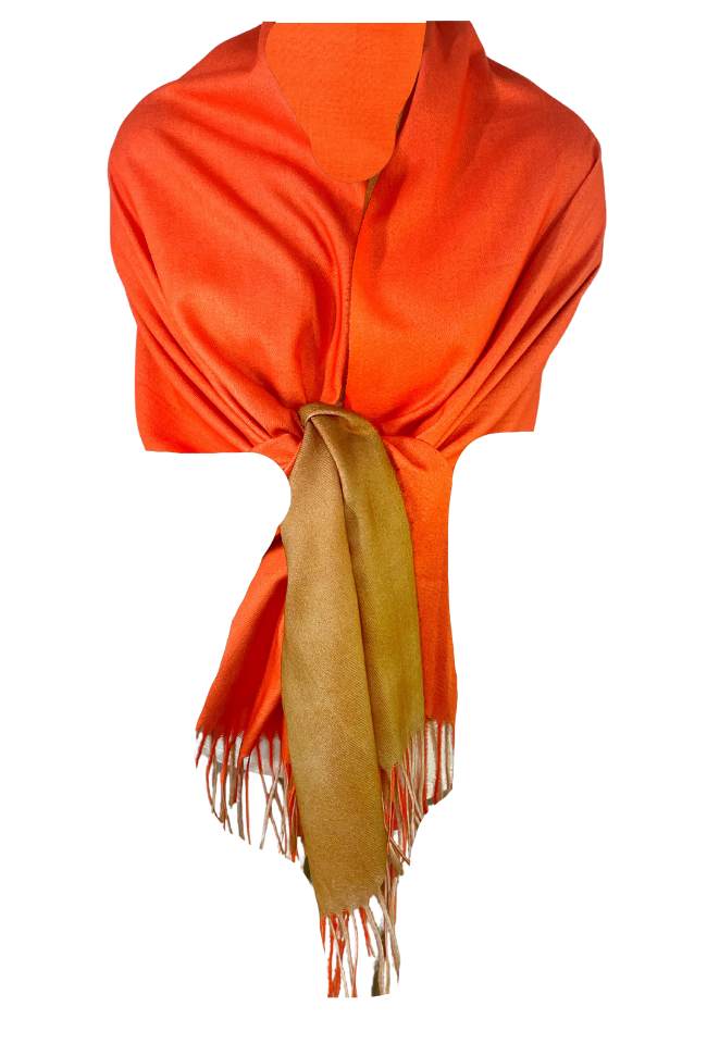 Fular tip sal, cu doua fete uni, Dacali, portocaliu antichizat, 185X75 cm