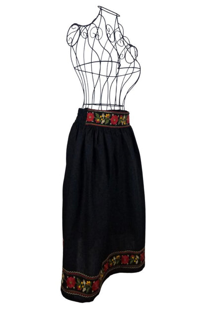 Fusta dama traditionala, negru/verde