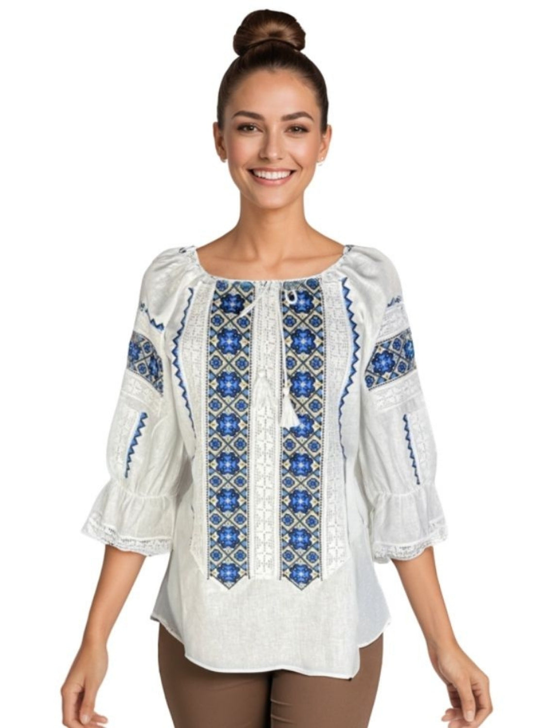 Bluza dama RFN 2 alb/albastru