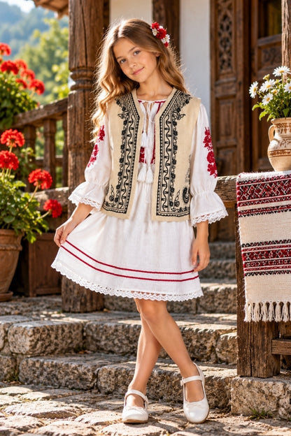 Vesta fete CPOF crem/negru