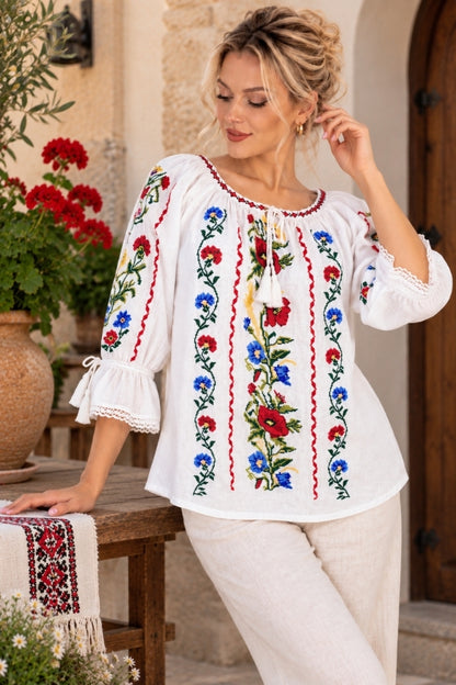 Bluza dama O26F alb,galben