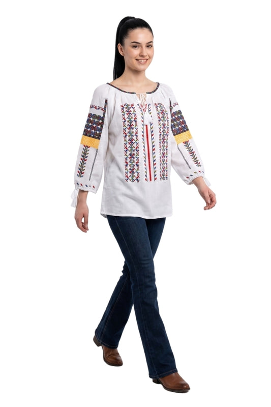 Women's blouse AU26 white/yellow