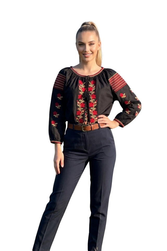Bluza dama 2IU26 negru/rosu