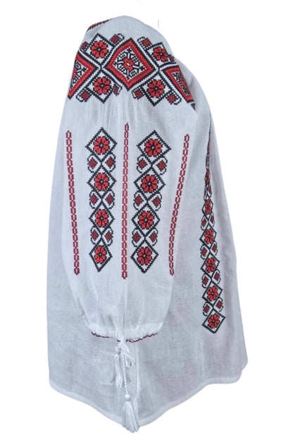 Bluza dama tip ie RD24, alb/rosu bordo