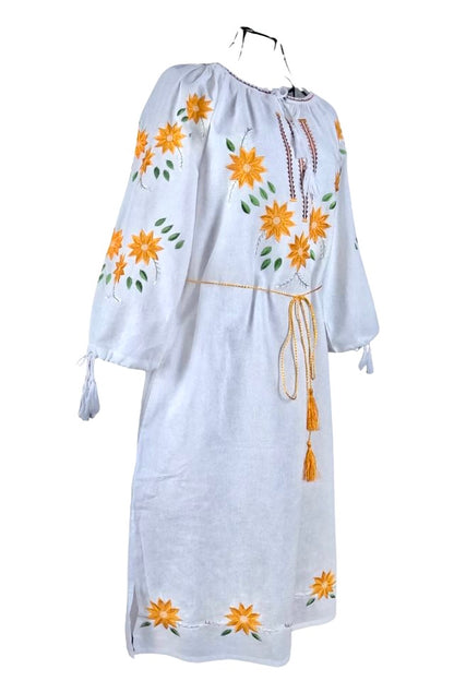 Rochie dama casual RDF, alb/galben