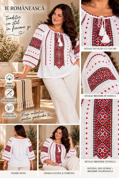 Bluza dama OG26 alb/grena