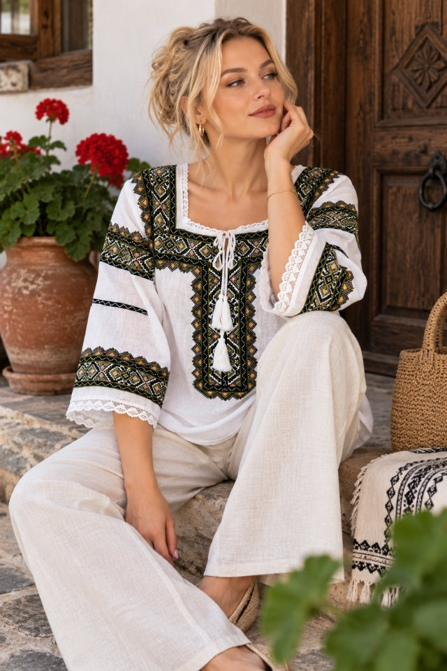 Bluza dama SE26F alb/bej
