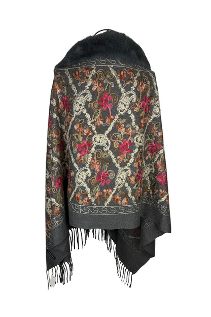 Fular dama tip poncho de lux gri